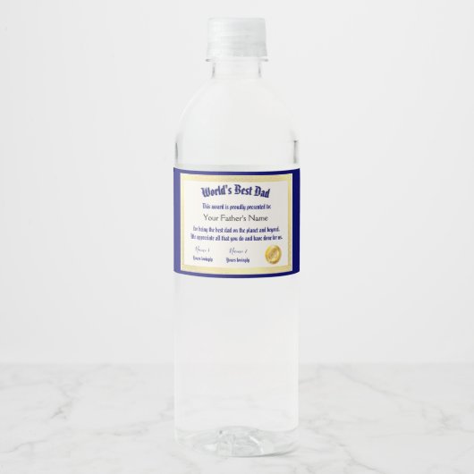 Das beste Vater-Zertifikat der modernen Funny Worl Wasserflaschenetikett (Vorderseite)