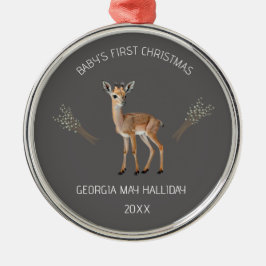 Das bestellbare Hirsch und die Cattails das erste Ornament Aus Metall