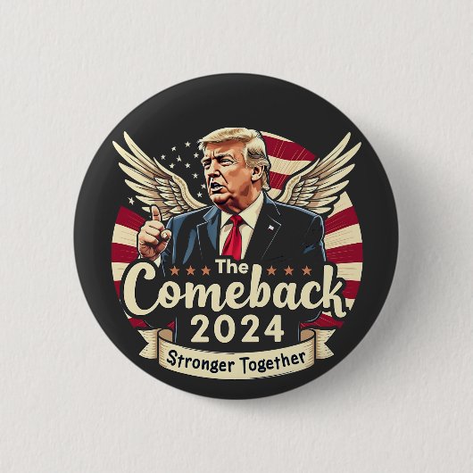 Das Bestste Comeback 2024 - Trump zusammengesteckt Button (Vorderseite)