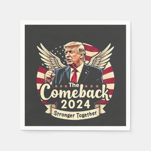 Das Bestste Comeback 2024 - Trump zusammengesteckt Serviette (Vorderseite)