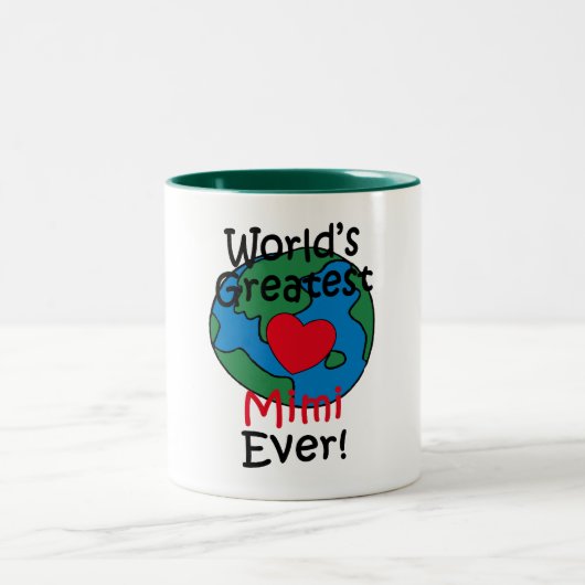Das bestste Herz Mimi der Welt Zweifarbige Tasse (Mittel)