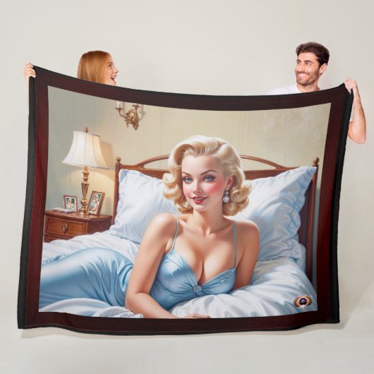 Das Bett ist nur eine schöne AI Konzept Kunst von Fleecedecke (Beispiel)