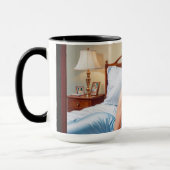 Das Bett ist nur eine schöne AI Konzept Kunst von Tasse (Links)