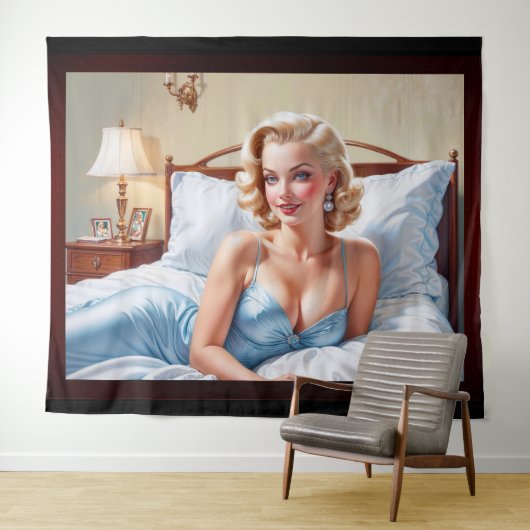 Das Bett ist nur eine schöne AI Konzept Kunst von Wandteppich (Beispiel (Horizontal))