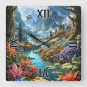 Das bezaubernde Land Kalakoff Kunst von Xzendor7 Quadratische Wanduhr (Vorderseite)