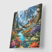 Das bezaubernde Land Kalakoff Kunst von Xzendor7 Quadratische Wanduhr (Winkel)