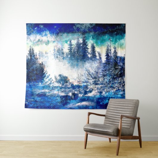 Das bezaubernde Winterwald Wandteppich (Beispiel (Horizontal))