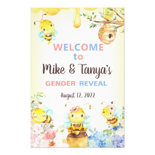 Das Bienengeschlecht offenbart das Begrüßungszeich Fotodruck (Vorne)