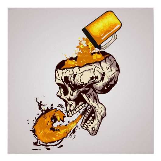 Das Bier floss Schädel für die Surfer Poster (Vorderseite)