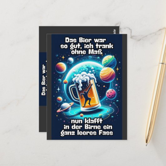 Das Bier im Kopf Postkarte (Vorderseite/Rückseite Beispiel)