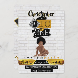 Das BIG | Afro Hip Hop Baby Boy Retro Geburtstag Einladung