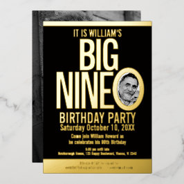 Das Big Nine 90. Geburtstag Grafik-Foto Folieneinladung