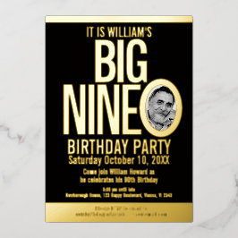 Das Big Nine 90. Geburtstag Grafik-Foto Folieneinladung