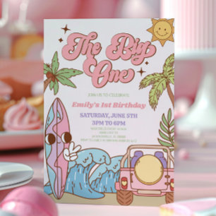 Das Big One Beach Surf Retro 1. Geburtstag Party Einladung