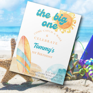 Das Big One Beach Wasserfarben 1. Geburtstag Einladung