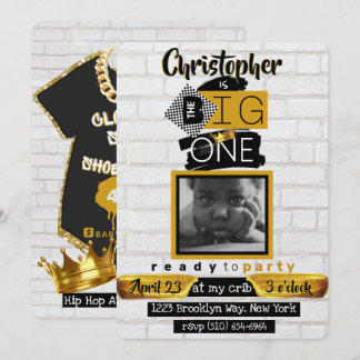 Das BIG One| Hip Hop Retro 1. Geburtstag Foto Einladung