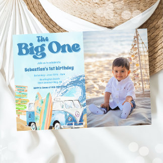 Das Big One Surf Beach 1. Geburtstag Foto Einladung