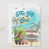 Das Big One Surf Custom Foto Big Wave Surfboard Einladung (Vorderseite)
