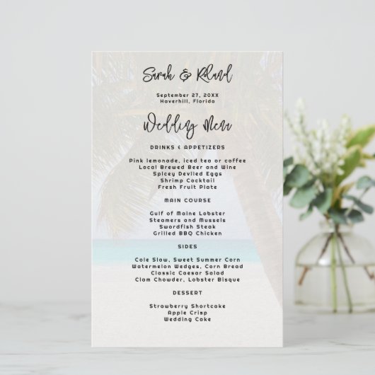 Das "Big Palm Tree Beach" Menü (Stehend Vorderseite)