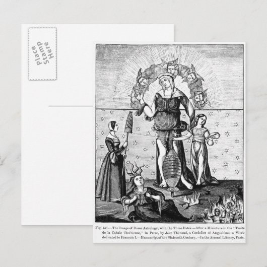 Das Bild der Dame Astrologie mit den drei Postkarte (Vorne/Hinten)