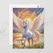 Das Bild eines himmlischen Bauernhofs mit Unicorn Postkarte (Vorne/Hinten)