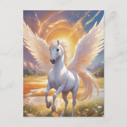 Das Bild eines himmlischen Bauernhofs mit Unicorn  Postkarte (Vorderseite)