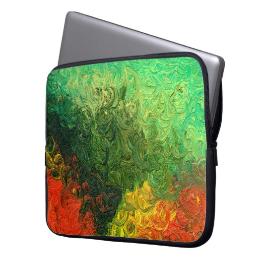 das Bild in Öl gemalt. Ölfarbe im Hintergrund. Laptopschutzhülle (Vorderseite Links)