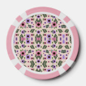 Das Bild zeigt Pokerchips mit einem Blumenmuster (Rückseite)