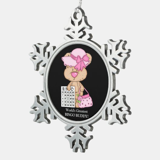 Das Bingo-Freund-Schneeflockeverzierung der Welt Schneeflocken Zinn-Ornament (Rechts)