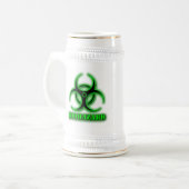 Das Biogefährdung-Bier Stein Bierglas (Vorderseite Links)