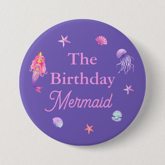 Das Birthday Mermaid-Party Button (Vorderseite)