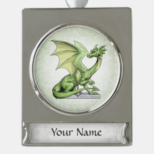 Das Birthstone des Augusts Drache: Peridot Banner-Ornament Silber