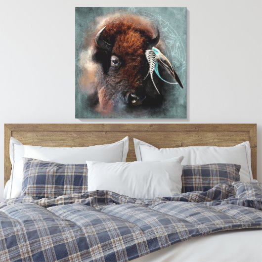 Das Bison - überzogene Canvas Leinwanddruck (Insitu (Schlafzimmer))