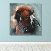 Das Bison - überzogene Canvas Leinwanddruck (Insitu (Holzboden))