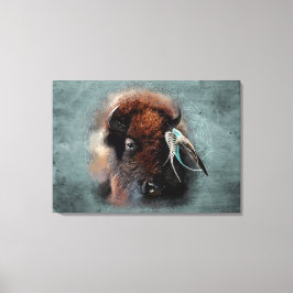 Das Bison - überzogene Canvas Leinwanddruck