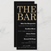 Das Black and Gold Glitzer Drink Menu für den Bar Menükarte (Vorne/Hinten)