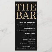 Das Black and Gold Glitzer Drink Menu für den Bar Menükarte (Vorderseite)