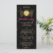 Das "Black & Gold Heart Valentine's Day Menu" Menükarte (Stehend Vorderseite)