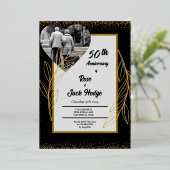 Das Black Gold Hearts Foto 50 Jahre alt Folieneinladung (Stehend vorne)