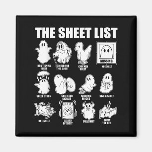 Das Blatt listet lustige Geister auf Halloween-Kos Magnet