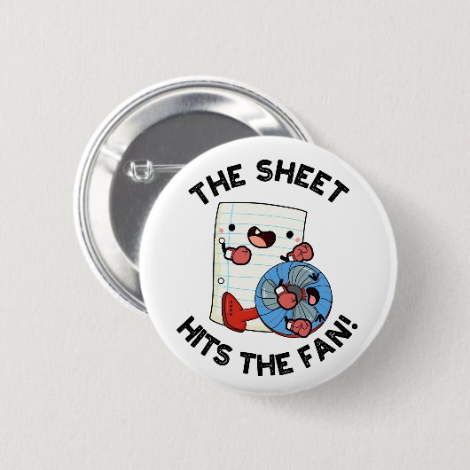 Das Blatt trifft auf den Fan Funny Phrase Puff Button (Vorne & Hinten)