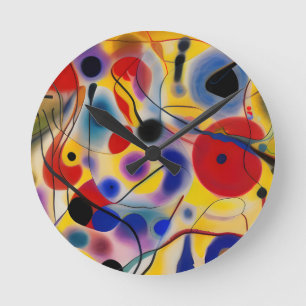 Das Blaue 10 Abstract trifft Rot 6 Runde Wanduhr