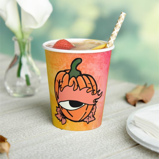 Das blaue Auge des spoky Pumpkins Pappbecher (In Situ)