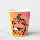 Das blaue Auge des spoky Pumpkins Pappbecher (Vorderseite)