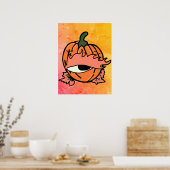 Das blaue Auge des spoky Pumpkins Poster (Küche)