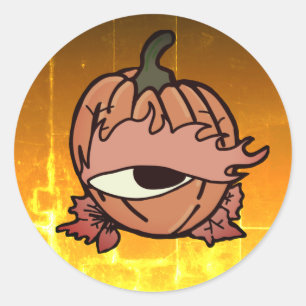 Das blaue Auge des spoky Pumpkins Runder Aufkleber