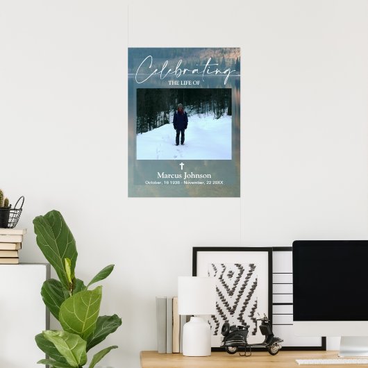 Das blaue Beerdigungsposter feiern Poster (Heimbüro)