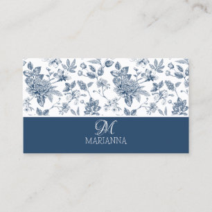 Das blaue Blumenmuster und die "Name Business Card Visitenkarte