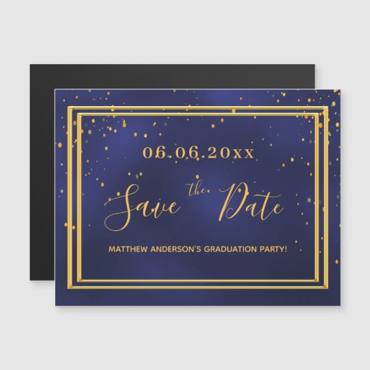 Das blaue Gold der Graduierungspartei speichert de Magneteinladung (Vorne/Hinten)