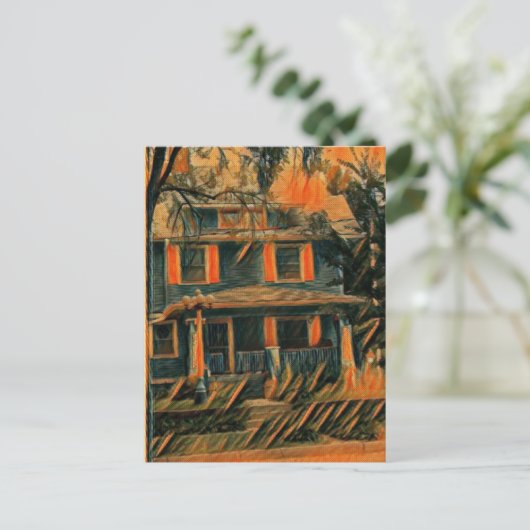 Das blaue Haus Postkarte (Stehend Vorderseite)